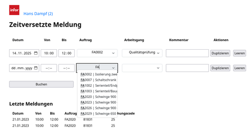 Zeitversetzte Meldung webbasiert